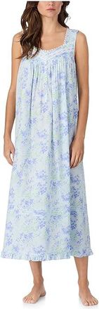 Eileen West Cotton Lawn Sleeveless Ballet Gown Womens Pajama Aqua Ground Watercolor Floral : XS