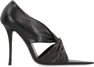 Saint Laurent Womens Giannutri Leather Pumps Black Lamb High Heel Shoes