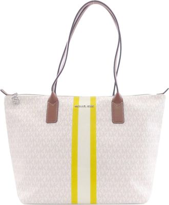 Michael Kors Brown White Yellow Pvc Tote Bag (Pre-Owned)