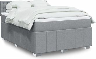 vidaXL Vidaxl - Cama Box Spring Con Colch&oacute;n Tela Gris Claro 140x200 Cm