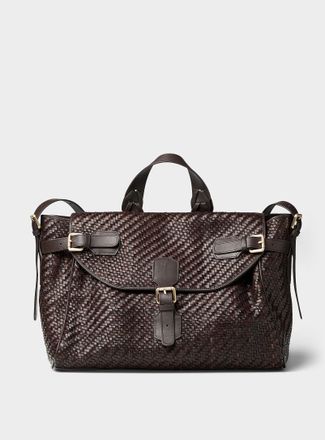Ibeliv Mens Braided leather messenger bag