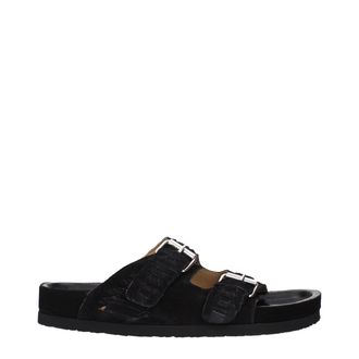 Isabel Marant Black Leather Mens Slippers