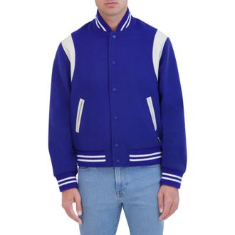 Hudson Wool Varsity Jacket in Royal at Nordstrom, Size Large