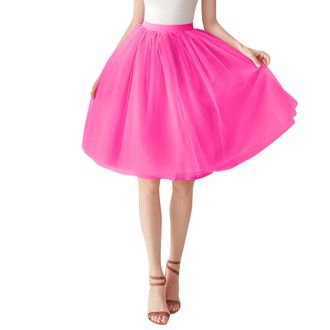Generic Tulle Skirts for Women Knee Length Long Adult Tutu Layered Short Prom Party Midi Skirt Tutu Underskirt Short Gown Ballet Dance Dress Evening Dress Occ