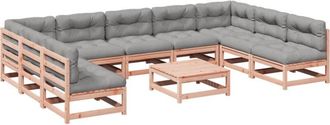 vidaXL Set De Sof&aacute;s De Jard&iacute;n 10 Pzas Con Cojines Madera Abeto Douglas Vidaxl
