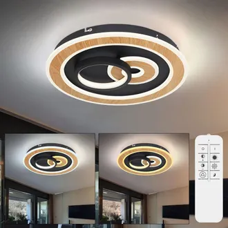 ETC Shop Etc-shop - Lampada Da Soffitto Camera Da Letto Luce Luce Diurna, Aspetto Legno, Metallo, Nero, Led 40 W 1650 Lm 2700-6500 K Bianco Caldo-freddo, Pxh 4