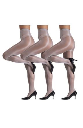 Lechery 7-Pack Glossy Semi-Opaque Statement Fashion Tights in Grey at Nordstrom, Size Small