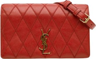 Saint Laurent Pre-owned Portemonnee met ketting van leer - Dames - Vintage Schoudertas - Rood - ONE Size - Leer - Vintage