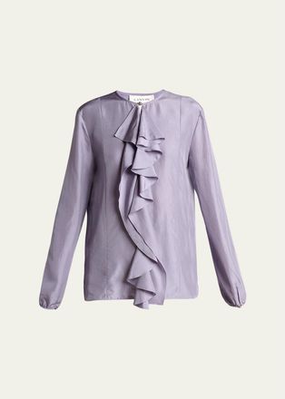 Lanvin Pussy-Bow Silk Blouse