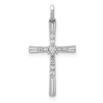 Diamond2Deal 10K White Gold 1/10ct. Diamond Cross Pendant