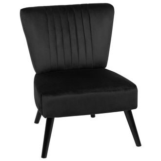 Beliani Sill&oacute;n Tapizado Negro Decorativo Sin Reposabrazos Mechones Verticales Patas De Madera Vaasa