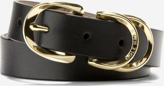Cole Haan Womens 25Mm Slim Double Loop Belt - Black Size Medium