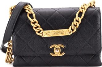 Chanel Bracelet On Chain Flap Bag Quilted Caviar Mini crossbody bag - Nero