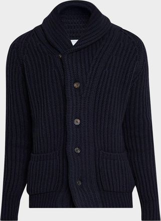 Anderson & Sheppard Mens Rib-Knit Cashmere Cardigan