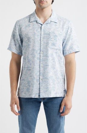 Tommy Bahama Torres Gardens Floral Jacquard Short Sleeve Button-Up Shirt in Deep Space at Nordstrom, Size Xxx-Large