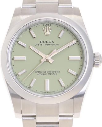 Rolex Oyster Perpetual 34 Automatic Chronometer PistachioDial Ladies Watch M124200-0006