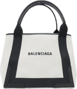 Balenciaga Pre-owned Navy Cabas Canvas Calf Tas - Heren - Vintage Shopper - Beige - ONE Size - Leer - Vintage