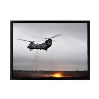 Artery8 USA Marine Corps CH 46 Sea Knight Helicopter Framed Canvas Wall Art Print in Grey | Size: W24 x H32