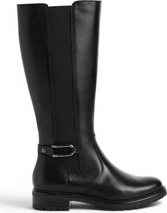Tamaris Womens Black Leather Knee High Platform Heel Long Boots - 25609-47