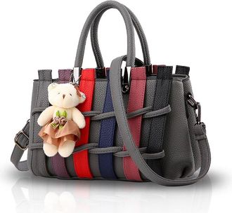 Nicole & Doris Womens Handbags Handbag Shoulder Bags Colour Hanging Shoulder Bags, dark grey, L, elegant