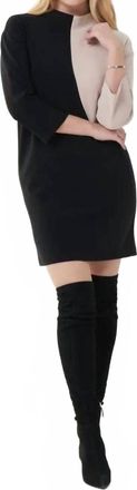 Joseph Ribkoff Camila Color Block Mini Dress In Sand And Black