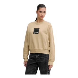 Karl Lagerfeld Regular Box Logo Sweatshirt - Dames - Sweatshirts - Beige - L - Katoen - Hoodies & sweatvesten