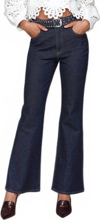 Avec Les Filles Studded Belt Flare Jeans In Dark Rinse Wash