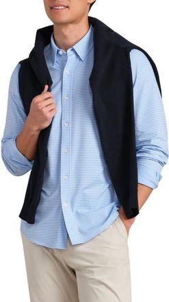 Rhone Commuter Slim Fit Gingham Check Performance Button-Up Shirt in Light Blue Gingham at Nordstrom, Size Xx-Large