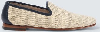 Manolo Blahnik Mocassini Mario in rafia e pelle
