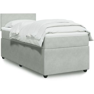 vidaXL Cama Box Spring Con Colch&oacute;n Terciopelo Gris Claro 80x200 Cm Vidaxl