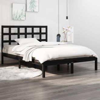 Berkfield Home Bed Frame Black Solid Wood 140x190 cm