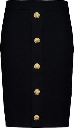 Balmain Gonna midi con zip e bottoni - Nero