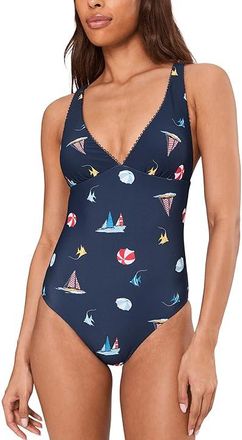 Seafolly BeachClub Deep V-Neck One-Piece Womens Swimsuits One Piece True Navy : AUS 16 (US Womens 12), Elastane/Nylon