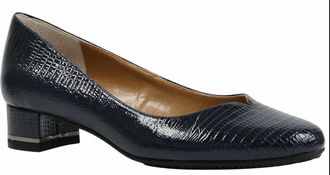 J. Rene&eacute; Womens Bambalina Block Heel Pump In Black Lizard
