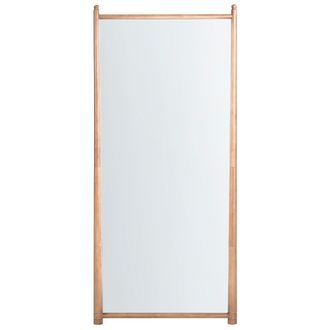 Beliani Espejo De Pared De Estilo Escandinavo Con Marco De Madera De Paulownia Decorativo Marr&oacute;n Claro Canet