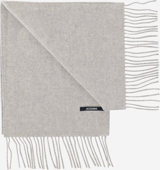 Jacquemus Virgin Wool with Maxi Logo Scarf - Gray