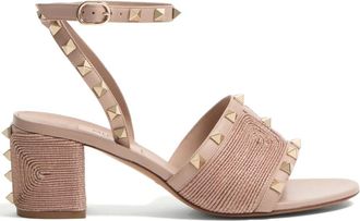Valentino Garavani 60mm Rockstud sandals - women - Rubber/Calf Leather/Calf Leather/Calf Leather/Fabric - 38 - Pink