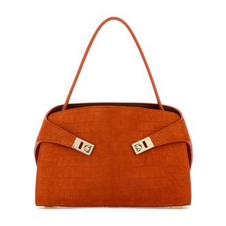 Ferragamo Handbags, female, Orange, Size: ONE SIZE Hug Soft Medium Shoulder Bag
