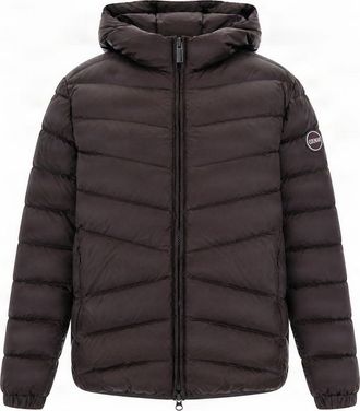 Colmar Dark Brown Horizontal Quilted Nylon Short Down Jacket