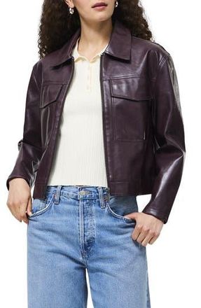 French Connection Kayleigh Faux Leather Bomber Jacket in 60-Bordeaux Red at Nordstrom Rack, Size Medium
