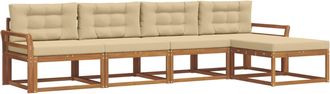 vidaXL Conjunto De Sof&aacute;s De Exterior 5 Uds. Natural Y Beige Vidaxl