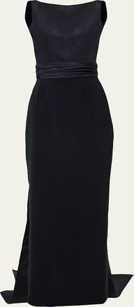 Carolina Herrera Sleeveless Silk Column Dress with Train