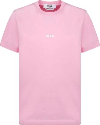 Msgm Micro Logo T-Shirt - Dames - T-shirts - Roze - XS - Katoen - Tops