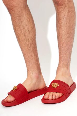 Versace Rubber Flip-flops With Medusa Head, Mens, Red