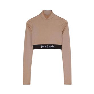 Palm Angels Dames, Tops, Beige, Maat: S Katoen