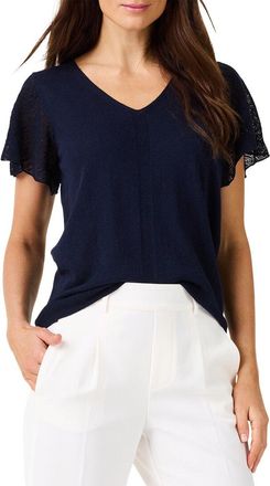 Nic+Zoe Nic+Zoe Petite Pointelle Sleeve Linen-Blend Sweater