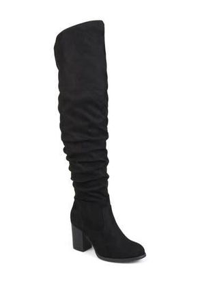 Journee Collection Kaison Wide Calf Ruched Tall Boot - Wide Calf in Black at Nordstrom Rack, Size 9.5 Wide Calf