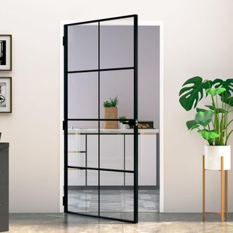 Berkfield Home Interior Door Black 102x201.5 cm Tempered Glass&Aluminium