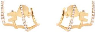 Elisabetta Franchi Oorbellen met logo en strass - Dames - Oorbellen - Geel - ONE Size - Accessoires