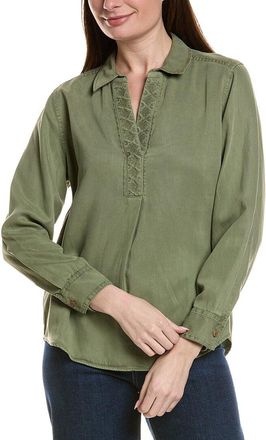 Tommy Bahama Sunwashed Twill Embroidered Linen-Blend Top